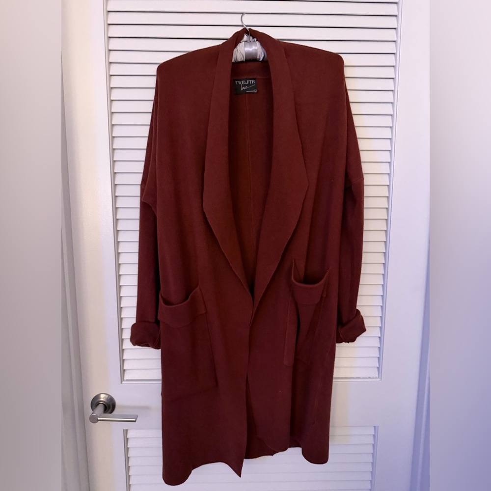 Twelfth Love Rust Open-Front thick Sweater Coat